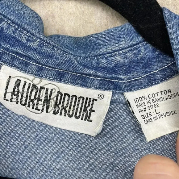 Vintage Lauren Brooke 100% Cotton Top Teddy Bears Floral Embroidered Scene Large - Picture 7 of 7